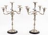 PAIR OF ROCOCO STYLE SILVERPLATE 5 ARM CANDELABRA