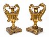 PAIR, GILTWOOD ARCHITECTURAL URNS, CONTINENTAL
