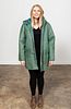 FENDISSIME GREEN SHEARLING COAT WITH HOOD