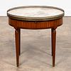 LOUIS XVI STYLE ROUND MARBLE INSET SIDE TABLE
