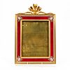 FRENCH RED ENAMEL & MOP GILT METAL PICTURE FRAME