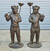 Pair Bronze Figural Candle Holders