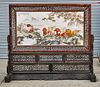 Chinese Enameled Porcelain and Wood Screen
