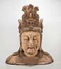 Chinese Carved Wood Head of Guanyin