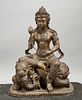 Chinese Bronze Sculpture of Guanyin Seated on an Elephant