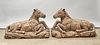 Pair Chinese Carved Wood Horses