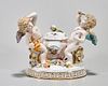 European Porcelain Covered Candy Dish with Cherubs