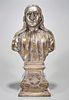 Antique Continental Repousse Gilt and Silvered Brass Bust