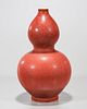 Chinese Red Glazed Porcelain Double Gourd Vase