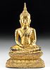 Late 18th C. Thai Rattankosin Gilded Brass Buddha