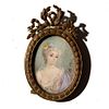 19th Century Miniature Portrait Painting of Woman