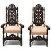 Pair of Victorian Carved Wood Arm Chairs