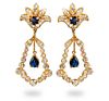 GIA Gold, Sapphire and Diamond pair of earrings