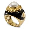 GIA 14K Yellow Gold Cultured MabÃ© Pearl and Enamel Ring