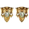 Pair of French Ormolu Bronze and Sevres Porcelain Wall Brackets Appliques