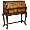 Chinese Export Carved Figural Hard Wood Desk Cabinet, Late 19th Century