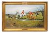 George Wright 'Fox Hunting' Oil on Canvas Painting