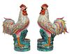 LARGE Pair Chinese Famille Rose Porcelain Roosters