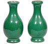 Pair of Chinese Apple Green Crackle Vases