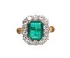 Columbian Emerald & Diamond Halo Ring w/ GIA Cert