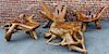 Carved Teak Root Chair and Table Lot.