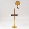 Modern Mahogany and Brass Side Table Floor Lamp