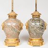 Pair of Louis XVI Style Ormolu-Mounted Marble Lamps