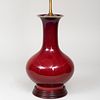 Chinese Copper Red Glazed Porcelain Vase Mounted as a Lamp