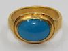 JEWELRY. 24kt Yellow Gold and Turquoise Ring.