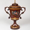 English Painted TÃ´le Urn Mounted as a Lamp