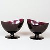 Pair of Amethyst Glass Navette Dishes