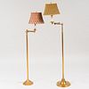 Two Retractable Brass Floor Lamps