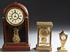 Group of Three American Mantel Clocks, early 20th c., consisting of a gilt brass and beveled glass Anniversary clock, by Japy Freres; and a Seth Thoma