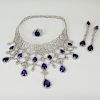 Lady's Vintage Finely Made Approx. 96.50 Carat Pear Shape Amethyst, 32.0 Carat Diamond and 18 Karat White Gold Parure Including Necklace.