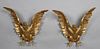 Pair of Austro-Hungarian Gilt Bronze Spread WIng Eagle Architectural Mounts, 19th c., H.- 21 1/2 in., W.- 22 1/2 in., D.- 8 5/8 in.