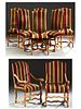Set of Eight French Provincial Louis XIII Style Carved Beech Highback Dining Chairs, 20th c., consisting of six side chairs and two fauteuils, the arc
