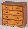 Miniature tiger maple and cherry chest of drawers