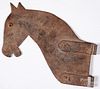 Sheet iron figural horse head hinge