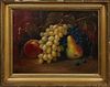 Charles Stetson (1858-1911, American), "Still Life with Fruit," 1909, oil on canvas, signed indistinctly and dated lower left, presented in a gilt fra