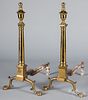 Pair of Federal style brass andirons