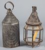 Two punched tin lanterns, 19th c.