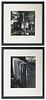 John Uhl (New Orleans), "Headstones," and "Double Exposure," 20th c., two silver gelatin prints, signed at lower right of mat, presented in ebonized s
