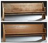 Two Long Louisiana Cypress Church Pews, early 20th c., the canted six board back over rectangular armrests, atop single board seats, H.- 36 in., W.- 8