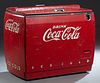 Large Vintage Coca Cola Cooler Machine, the top with front and rear lifting doors, in original paint, H.- 38 in., W.-44 in., D.- 26 in.