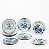 Nine Assorted Blue and White Export Plates