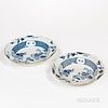 Set of Two Blue and White Export Deep Dishes