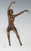 Judy Onder (1942-2014, American), "Seated Nude Woman," 20th c., patinated bronze, 32/50, signed and numbered on the rear of her ponytail, H.- 8 in., W