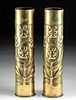 Pair of WW1 French Brass Mortar Shell Trench Art Vases