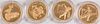 Four Albertville 500 Franc gold coins.