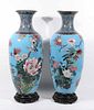 Pair of Chinese Cloisonne Baluster-Form Vases